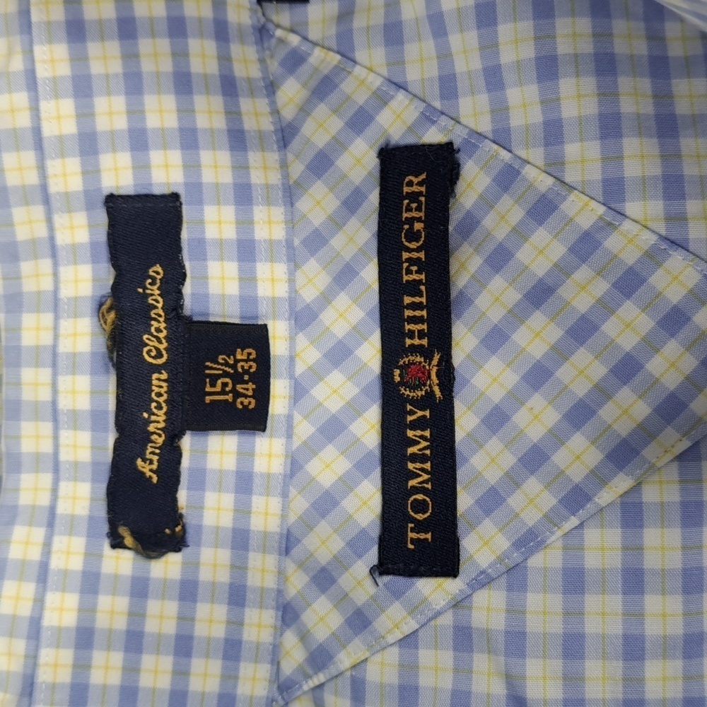 Y2K Tommy Hilfiger American Classic button-up dress casual plaid shirt 15.5 - Picture 5 of 6